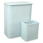   Blue Chelsea Collection Full Size Hamper And Matching Wastebasket Set