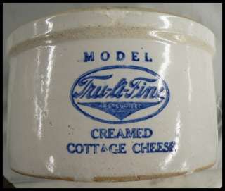 VERY NICE MODEL CREAMED COTTAGE CHEESE STONEWARE CROCK  