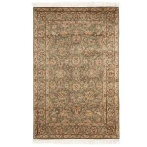   Hand Knotted Olive Wool Area Rug, 5 Feet by 7 Feet