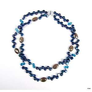   : Blue Pearl, Smokey Quartz and Blue Mystic Quartz Necklace: Jewelry