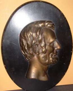 Antique Bronze Bust Plaque Abraham Lincoln Cast by Fox Foundry, c.1890 