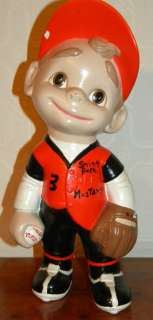 Vintage 1970s Atlantic Mold Baseball Player Boy, Smiley, hand painted 