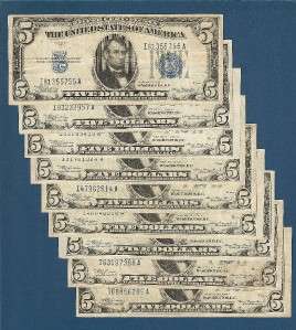 US CURRENCY 1934A $5 SILVER CERTIFICATE in CHOICE VERY FINE, Old Paper 