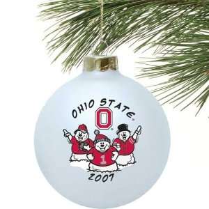  Ohio State Buckeyes White Snowman Family Ornament: Sports 