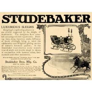  1905 Ad Studebaker Luxurious Horse Drawn Sleigh Holiday 