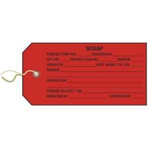 Inspection Tags   Scrap   Red, Prestrung