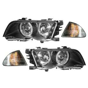  98 01 BMW 3 Series E46 Sedan Black LED Halo Projector Headlights 