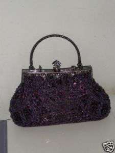 PURPLE Gorgeous beaded Slice Evening Handbag BAG #03331  