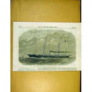 Steam Yacht Jerome Napoleon Havre Ship Old Print 1866 
