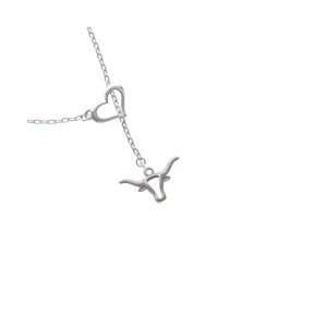  Longhorn Head Outline Heart Lariat Charm Necklace: Arts 