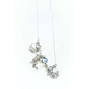 Jupiter Pendant Necklace White Silver Grey with Ball Bearings and CZ 