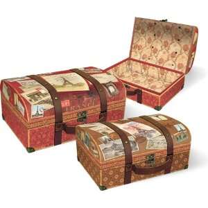  Punch Studio Large Nesting Trunk Boxes 3pc Set #50992n 
