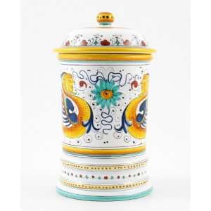  Hand Painted Italian Ceramic 9.8 inch Shaped Canister 
