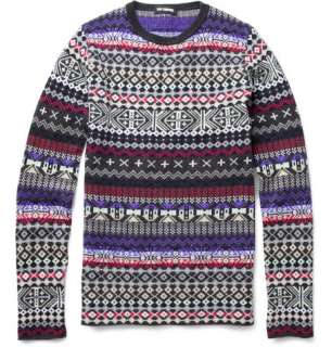   Clothing  Knitwear  Crew necks  Slim Fit Patterned Sweater