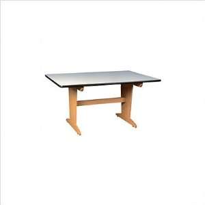  Solid Wood Base Art Tables with Almond Laminate Tops 