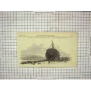    1847 GREAT BRITAIN STEAM SHIP AGROUND CUTTING SAND