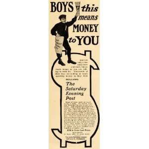 1905 Ad Saturday Evening Post Boys Needed for Selling   Original Print 