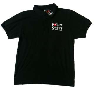 Embroidered Pokerstars Black Polo Shirt   Pocket  