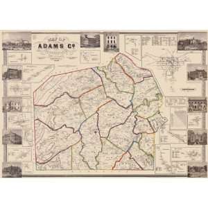  ADAMS COUNTY PENNSYLVANIA (PA) LANDOWNER MAP 1857