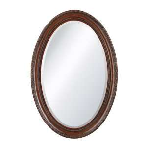  Wood Tone Oval Mirror With Carving Detail 115 08