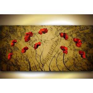  Oil Painting Red Roses Hand Painted Wall Art: Home 