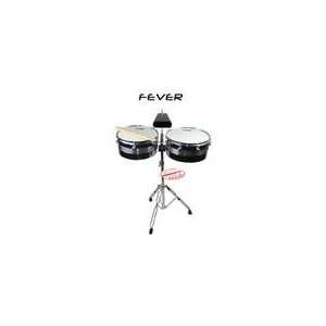  Fever Timbales Set 13 and 14 Inches with Stand Silver 