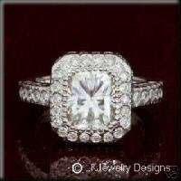 80 CT MOISSANITE RADIANT HALO PAVE ENGAGEMENT RING  