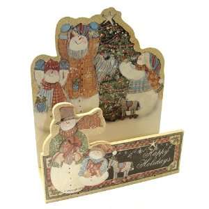 Club Pack of 72 Wooden Happy Holidays Snowman Christmas Card Holders 7 