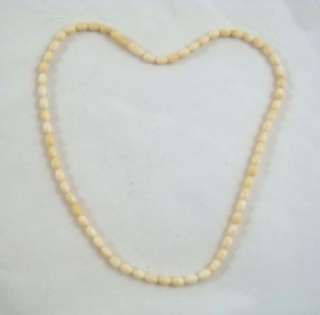 Vintage Carved Ox Bone Oval Beaded Necklace 15 3/4  