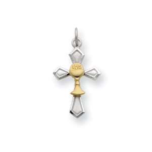  Sterling Silver & 18K Plating Chalice Cross Charm Jewelry