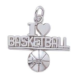  Rembrandt Charms I Love Basketball Charm, Sterling Silver 