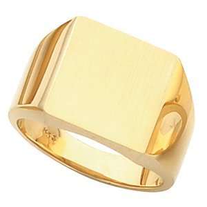  GENTS SOLID SIGNET RING W/BRUSH FINISHED TOP 14K Yellow 