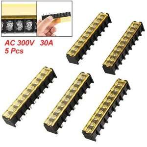   Row 9 Positions Barrier Terminal Strip Block 300V 30A Electronics