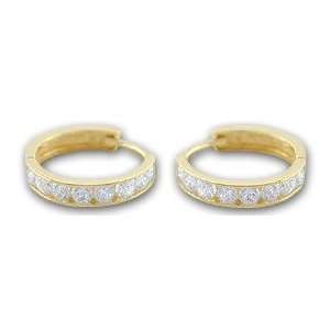   Cubic Zirconia Hoop Huggie Earrings: Gold and Diamond Source: Jewelry