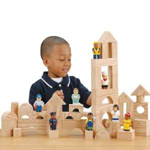 Wood Look Foam Blocks with Soft Workers : Toys & Games : 