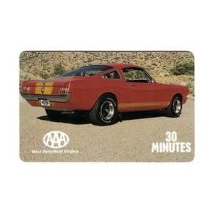   Phone Card: 30m Mustang (Red) Automobile AAA West Penn / West Virginia