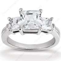 75 Carat 3 Stone Princess CZ Engagement Ring 14K Gold  