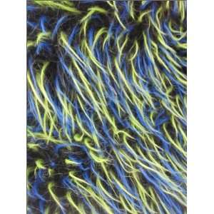   Fur Fabric w/Colored Tips Black/Lime+Blue Tips  60 