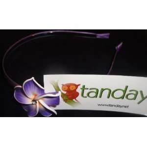  Tanday Hawaiian Plumeria Flower Headband Purple 
