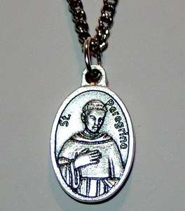 St Peregrine Relic Medal on 24 Chain Sick People Skin Diseases AIDS 