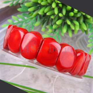 Natural Red Sea Coral Beads Bracelet Gemstone 7 LH662  