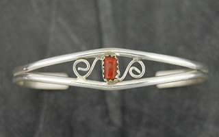 Navajo Judy Lincoln Sterling Silver Coral Bracelet   