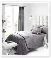 Pewter Grey Silver Faux Silk /Satin Leaf Bedding or Curtains or 