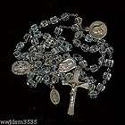 antique rock crystal cubed rosary all sterling silver hand cut