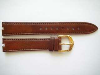 Brown plain stitched leather Nivada watch band 16 mm  