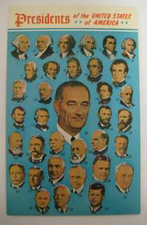 Vintage 60s ALL PRESIDENTS OF THE UNITED STATES Lyndon Johnson 