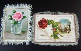 Two Vintage Silk Fringe Embossed Christmas Postcards  