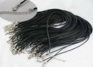 50 Black Leather Cord Necklaces W/extention W11534  