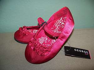 George Red Ruffle Girls Dress Shoes  