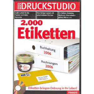 Etiketten Druckstudio, 2 CD ROMs m. 400 Selbstklebe Etiketten Für 
